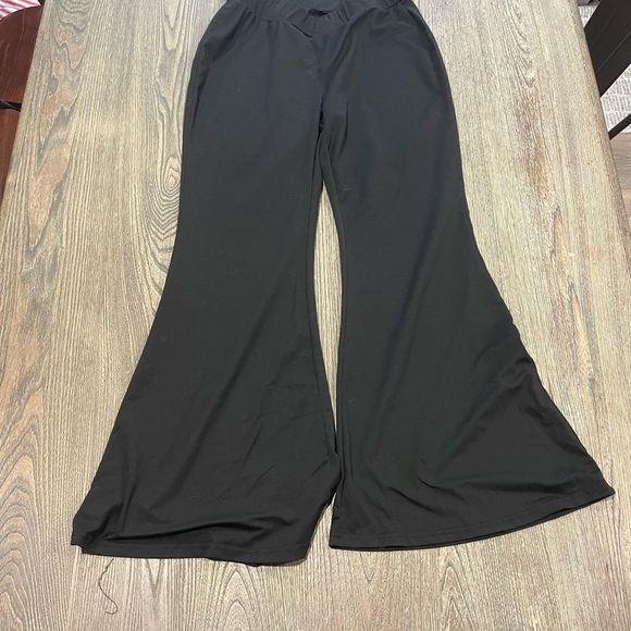 Womens Bell Bottom Bootcut Yoga Pants Soft Elastic High Waisted Black Size L - Picture 2 of 7